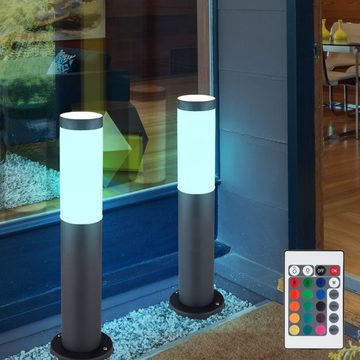 etc-shop LED Außen-Stehlampe, Leuchtmittel inklusive, Warmweiß, Farbwechsel, Sockel Lampe DIMMBAR Garten FERNBEDIENUNG Außen Leuchte