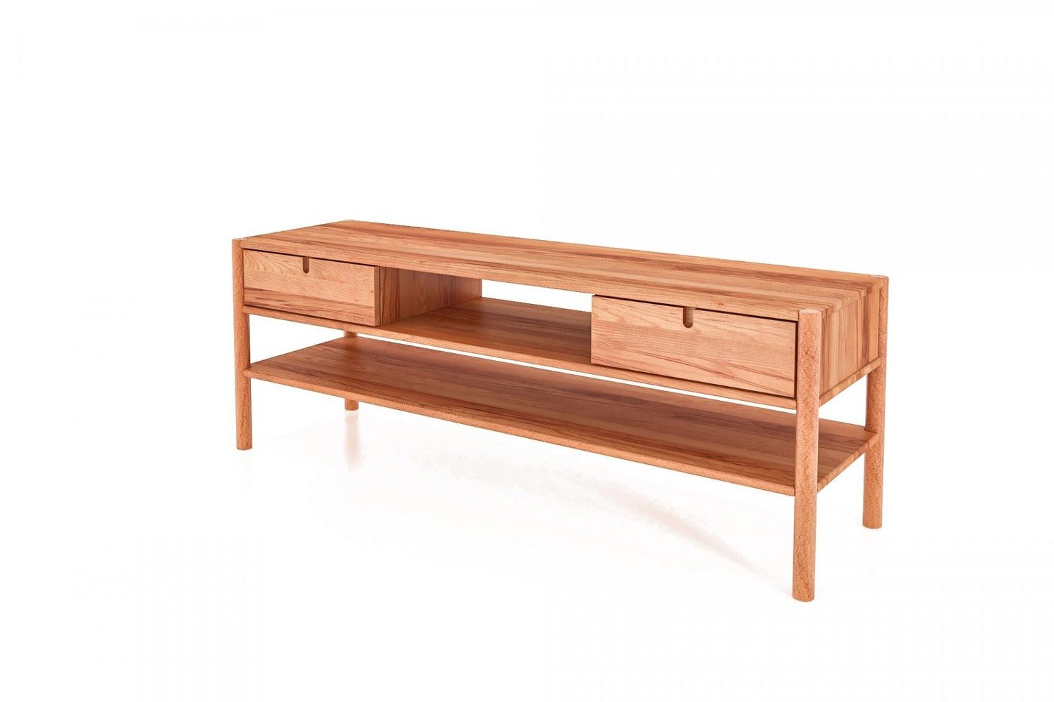 Natur24 Lowboard TV-Board Zola Kernbuche massiv 160x59cm mit 2 Schubladen