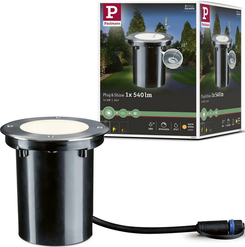 Paulmann LED Einbauleuchte Plug & Shine, Plug & Shine, LED fest integriert,  Warmweiß, IP67 3000K 24Vschwenkbar, IP-Schutz: IP67 - geschützt gegen  zeitweiliges Untertauchen