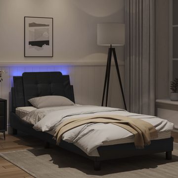 vidaXL Bett Bettgestell mit LED Schwarz 90x190 cm Kunstleder