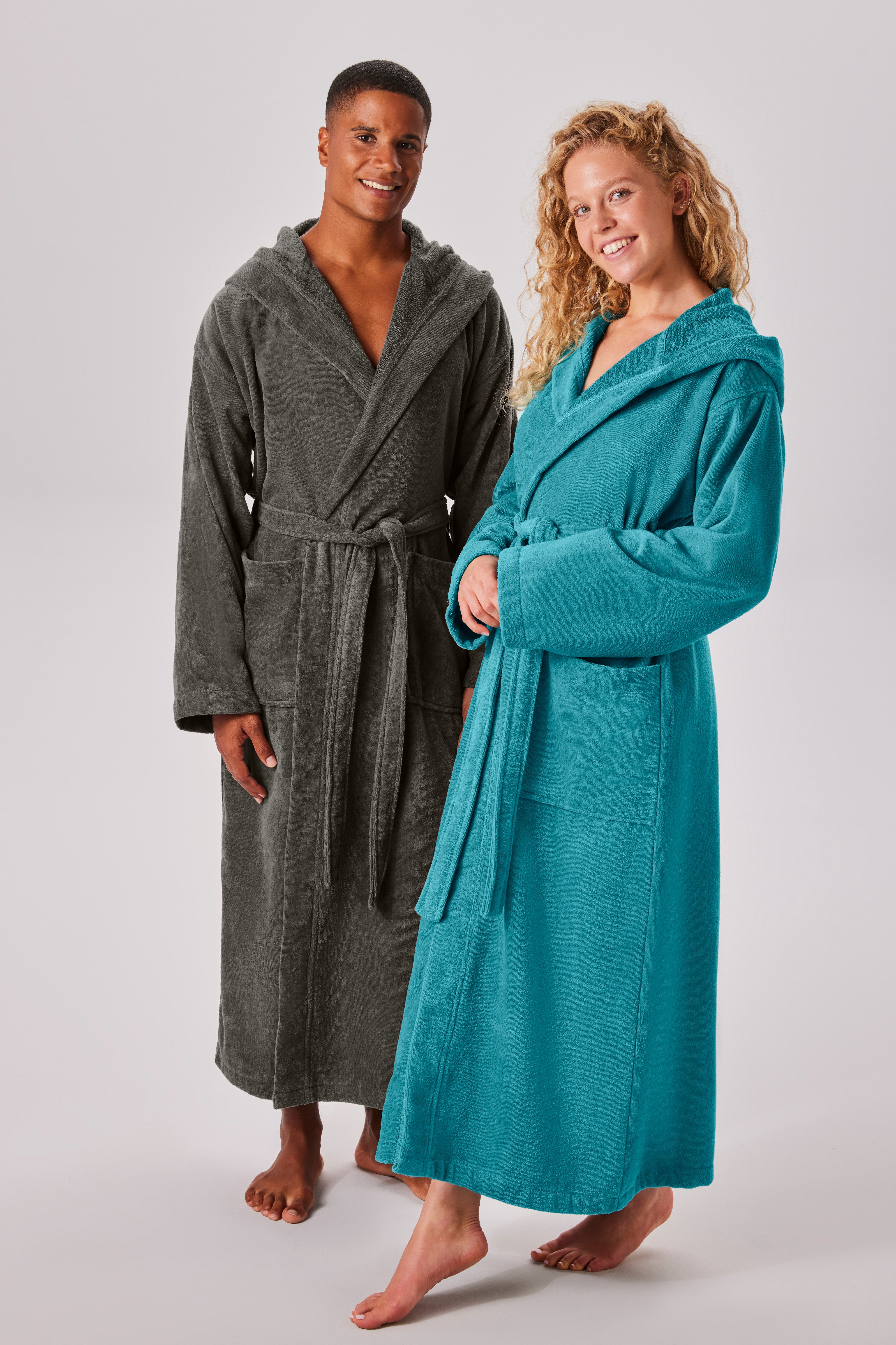 my home Unisex-Bademantel Regona, Hotelbademantel, Morgenmantel, Standardlänge & Überlänge, Langform, Veloursfrottier, Kapuze, Gürtel, Damen & Herren, mit Taschen, flauschig, weich, Velours, Sauna & Spa