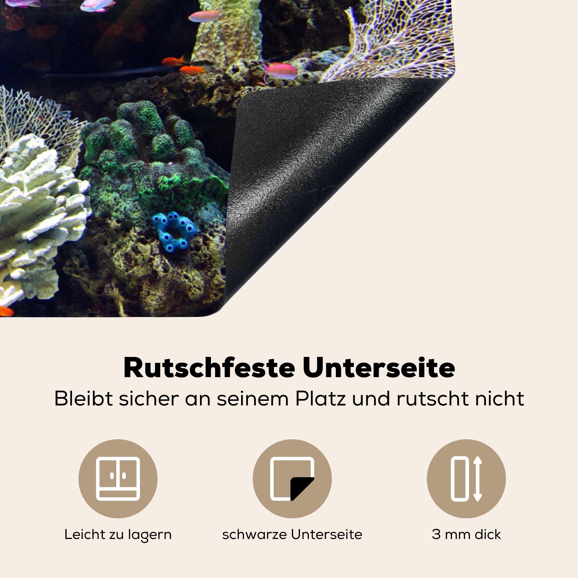 Buntes Induktionskochfeld Ceranfeldabdeckung die für Aquarium, MuchoWow Herdblende-/Abdeckplatte küche, 81x52 cm, Vinyl, (1 tlg), Schutz