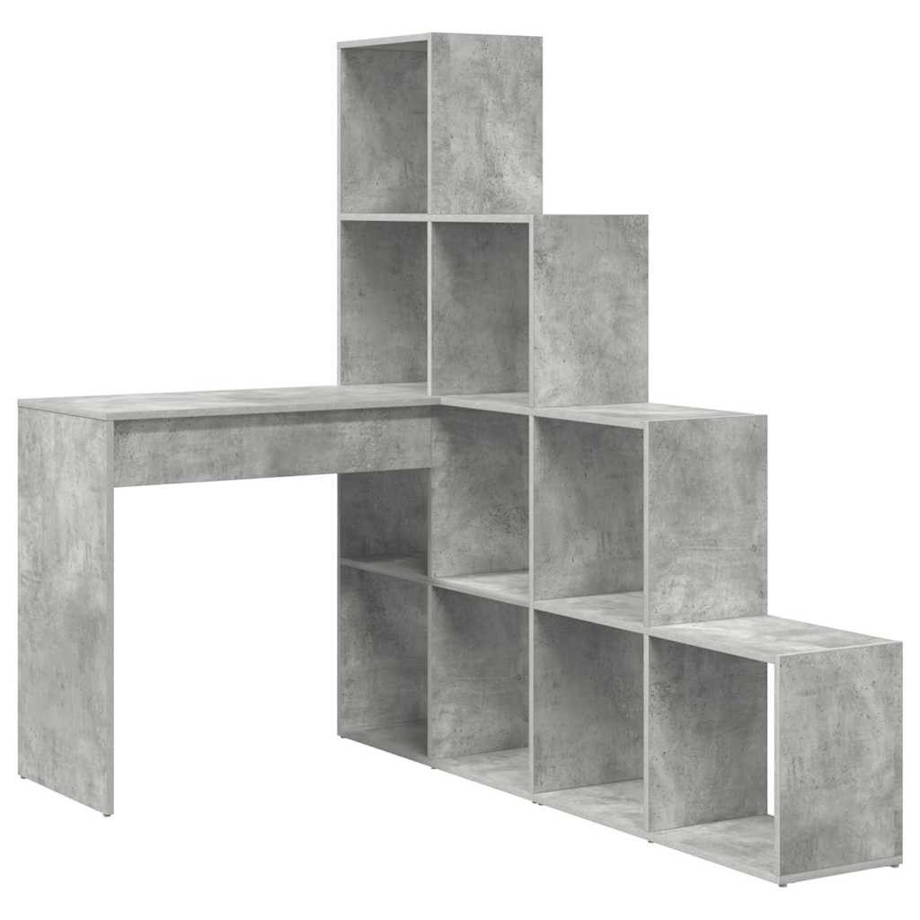 vidaXL Schreibtisch Eckschreibtisch mit Regal Betongrau 101,5 x 149,5 x 149,5 cm (1-St)