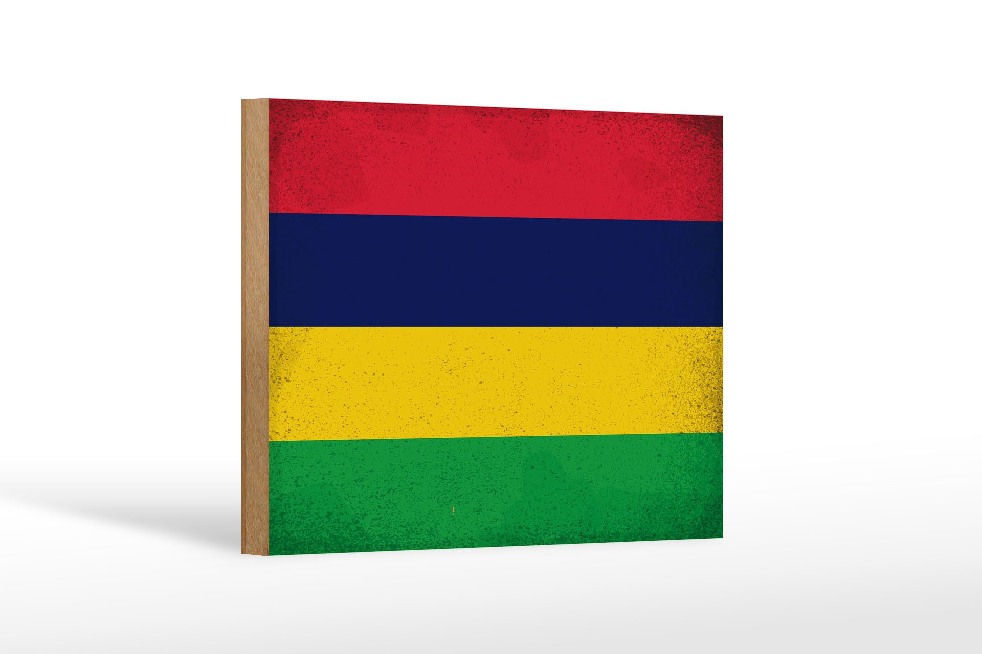 Femer GmbH Holzbild Flagge Mauritius 18x12cm Flag Mauritius Vintage, Flaggen (1 St), Glatte Holzfaserplatte (MDF), vorn beschichtet