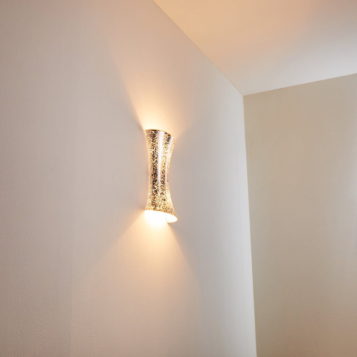 hofstein Wandleuchte »Aurighi« Wandlampe aus Silber, & moderne ohne in 2xE14, Up Metall/Glas Leuchtmittel, mit Down-Effekt, Innen Lichteffekt mit