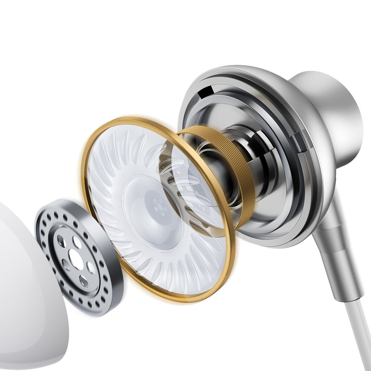 Mikrofon, Extra Series PU-Hülle) mit Kabel, In-Ear-Kopfhörer (Kabel, Weiß JOYROOM Hochempfindliches TYPE-C USB-C mit omnidirektionales aus Anschluss JR-EC07 Metall