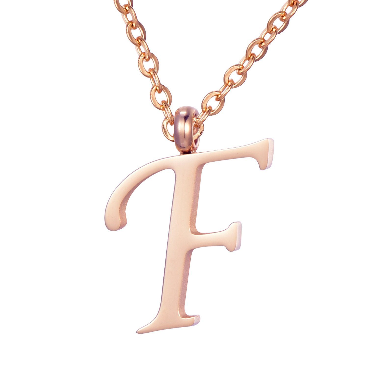 Morella Kette mit Anhänger Buchstabenkette Halskette mit Buchstaben Anhänger (1-tlg., Kette mit Anhänger inkl. Samtbeutel), Roséfarbene Kette mit Buchstabenanhänger, im Samtbeutel