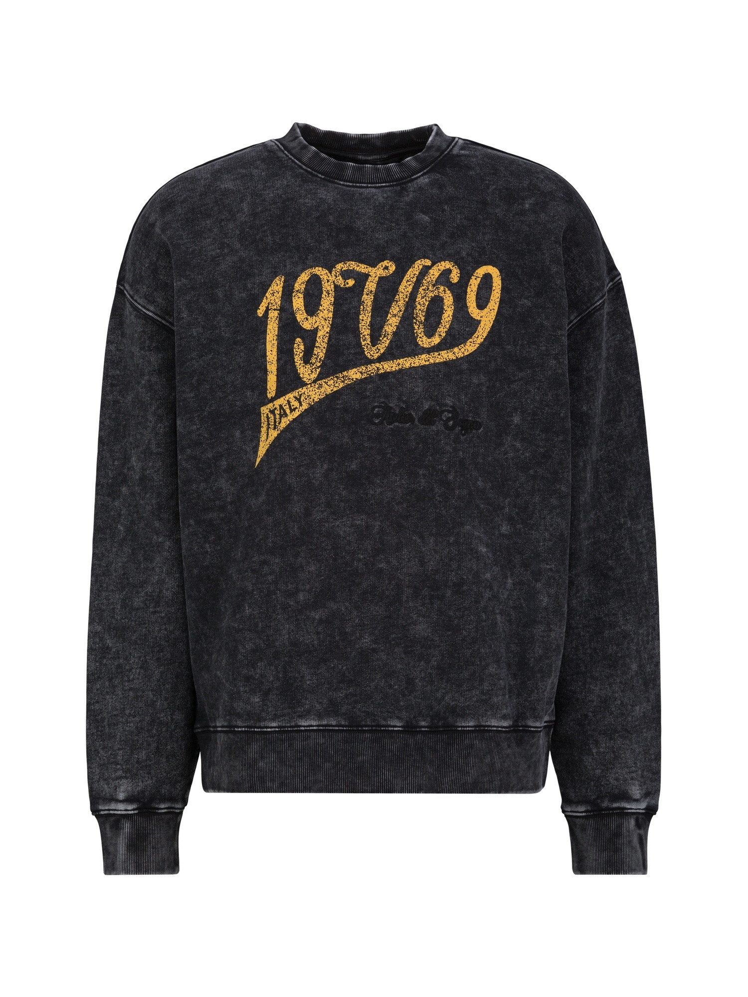19V69 ITALIA Sweatshirt Omero Vintage aus reiner Baumwolle mit Rundhals und Vintage-Print