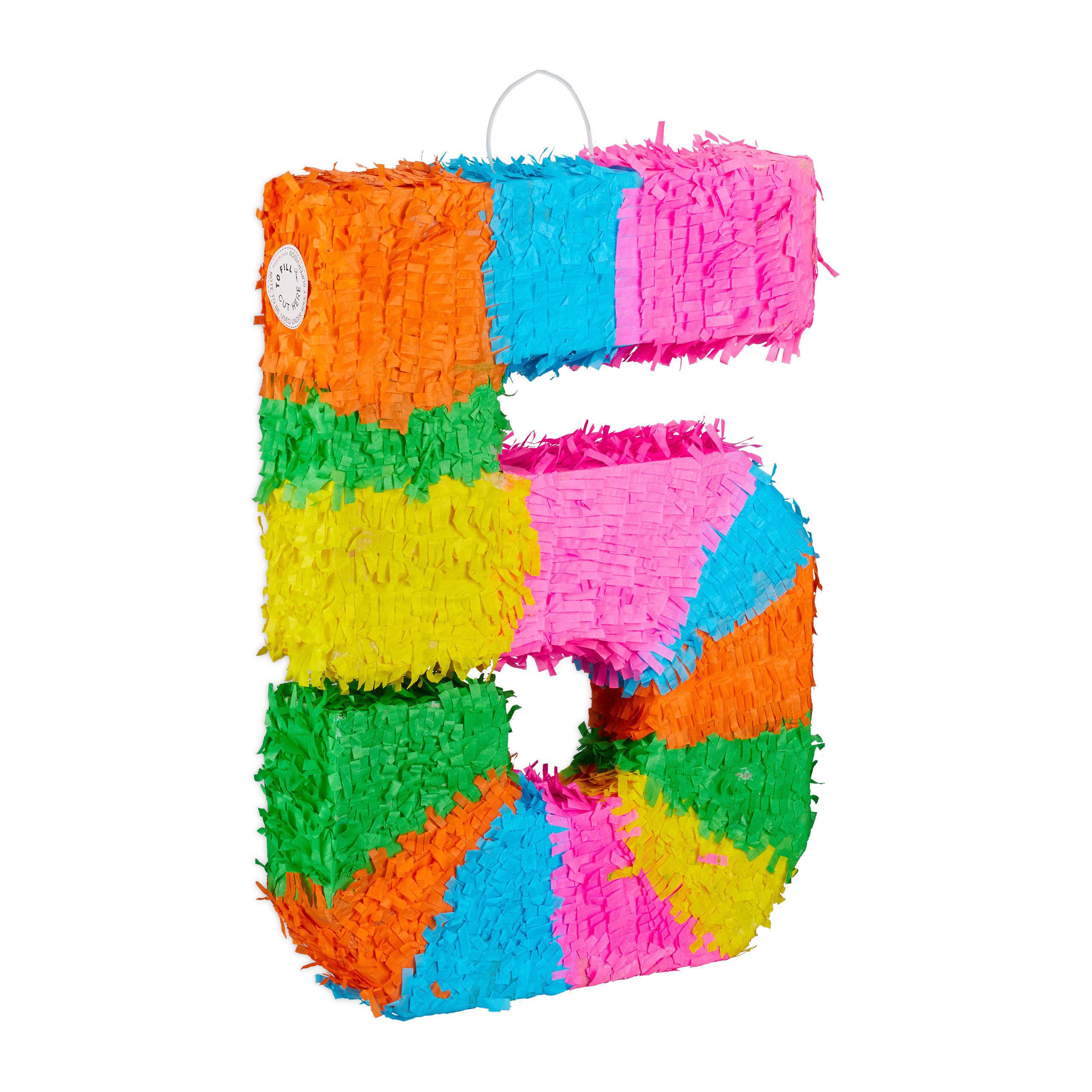 relaxdays Pinata 3-teiliges Pinata Set Zahl 5