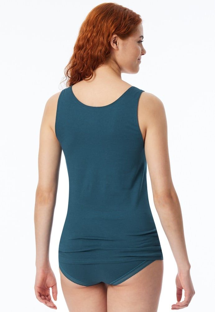 Schiesser Tanktop Unterwäsche Tank-Top Trägertops Cotton Lace petrol/schwar günstig online kaufen