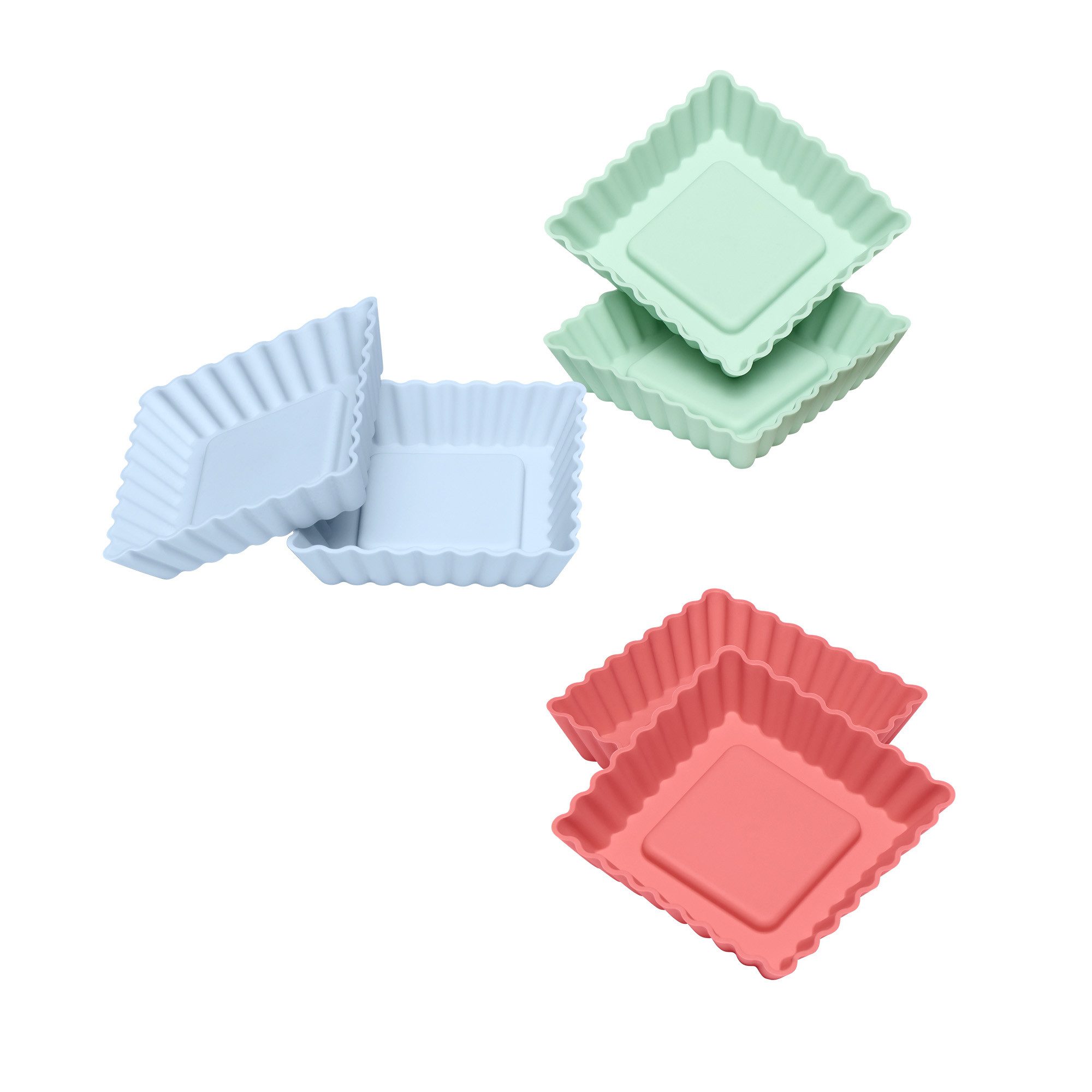 Lurch Backform Tortelett Quader Silikon 6er Set Pastelfarben Mix, (6-tlg)