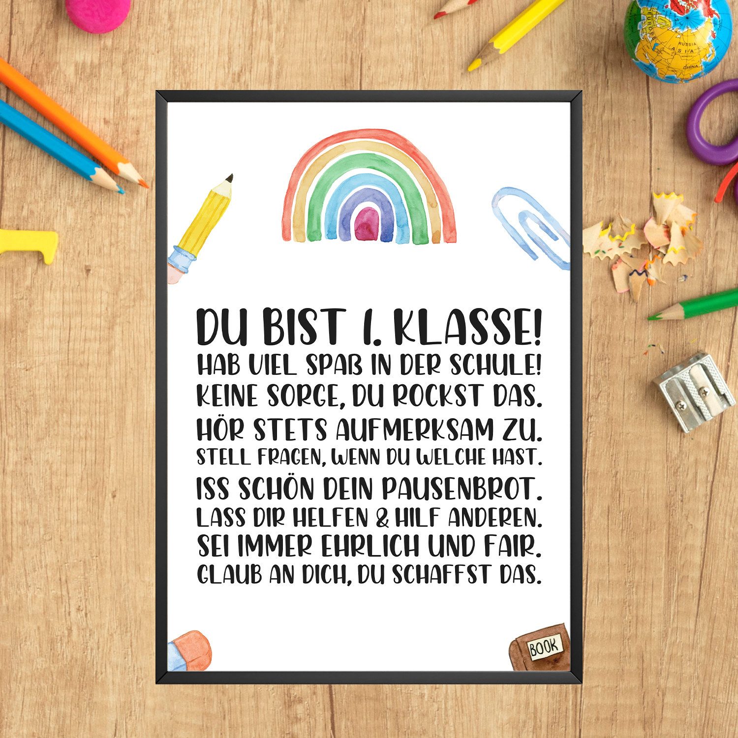 Tigerlino Poster Geschenk zum Schulanfang Affirmationsposter Einschulung Mutmacher