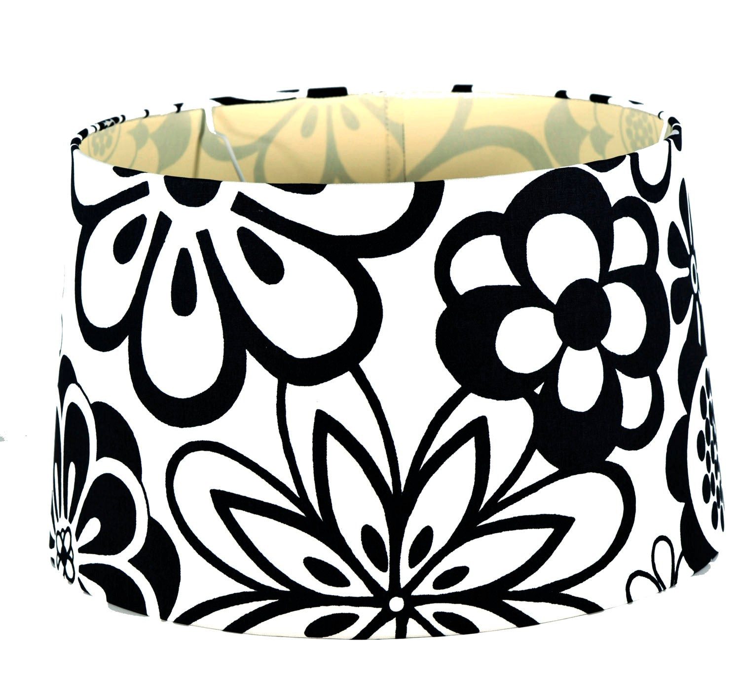 Dirk Davids Leuchten GmbH Лампыschirm Лампыschirm Rund Flashback Blume Leinen Schwarz 40-35-24cm, Exklusives Design
