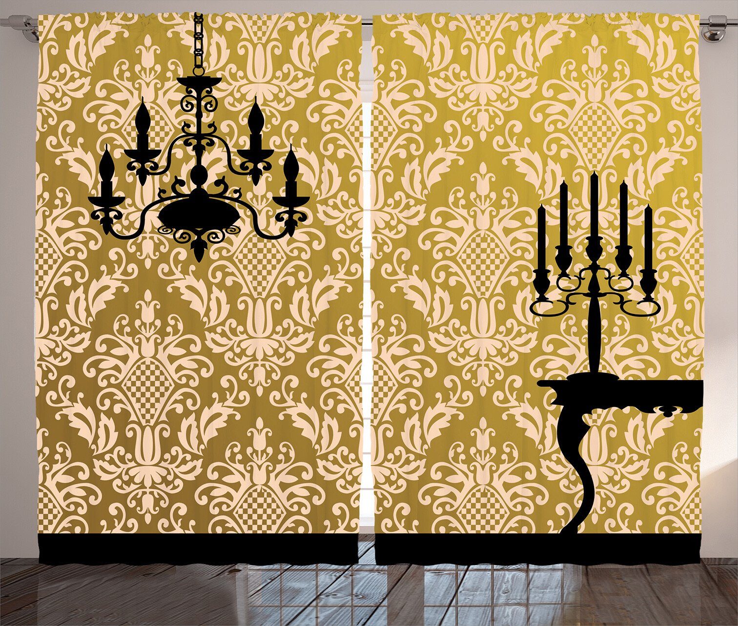 Victorian mit Haken, Room Abakuhaus, Style Kräuselband Vorhang Gardine Damast Schlaufen Schlafzimmer und