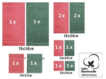Betz Handtuch Set 12-TLG. Handtuch Set Premium Himbeere/tannengrün, Baumwolle, (12-tlg)