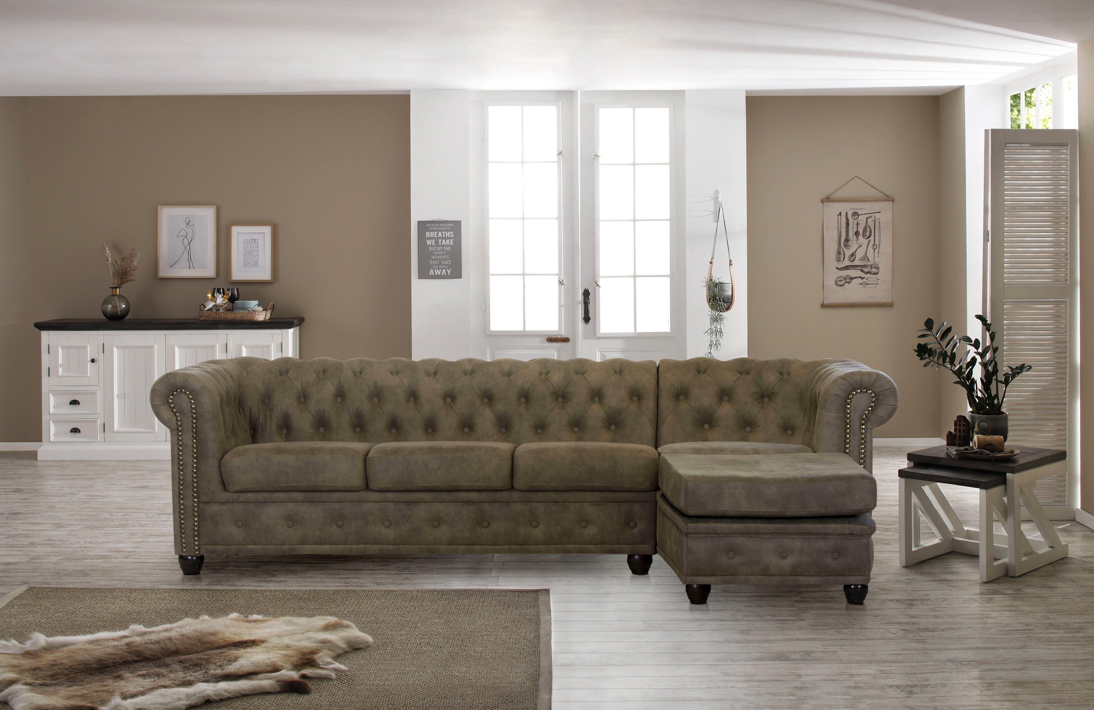 Home affaire Chesterfield-Sofa Rysum L-Form, Chesterfield-Optik günstig online kaufen
