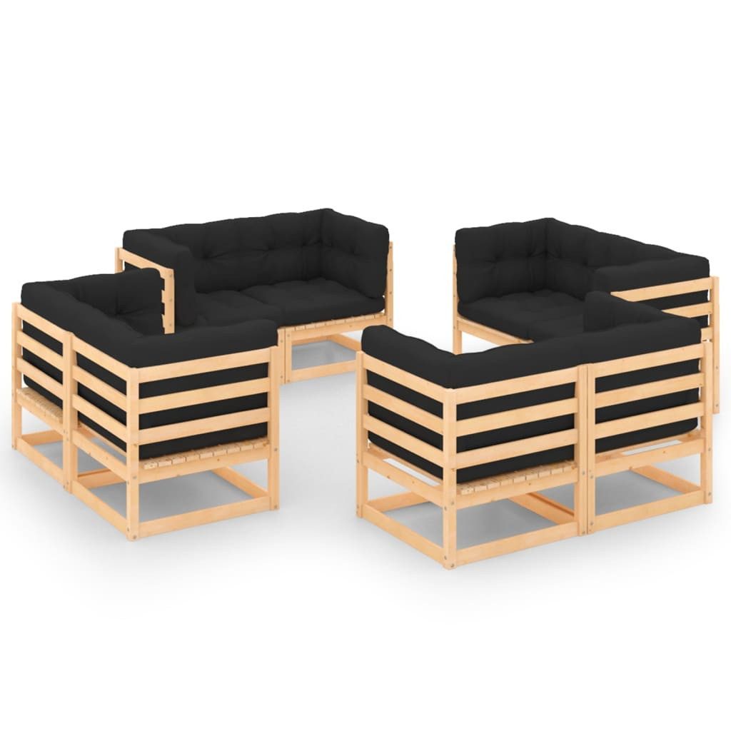 furnicato Garten-Essgruppe Garten-Lounge-Set aus massivem Kiefernholz, 70 x 70 x 67 cm, Anthrazit, (1-tlg), Wartungsarme Sitzgruppe mit bequemen Kissen für die Terrasse