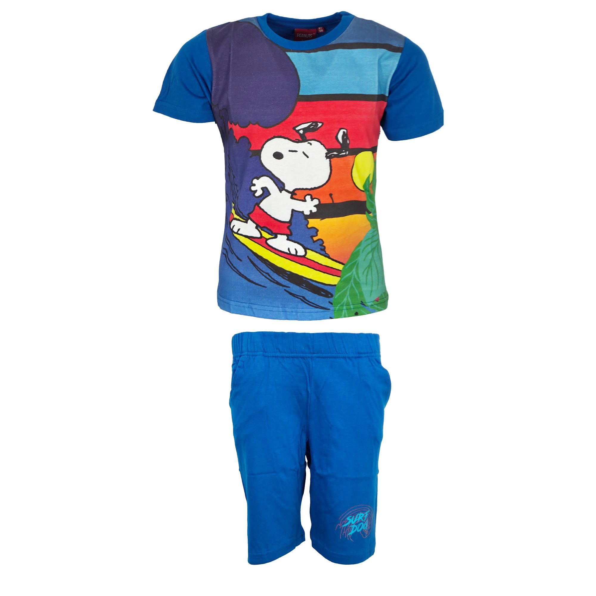 Snoopy Print-Shirt Peanuts Snoopy Kinder Sommerset Shorts plus T-Shirt 100% Baumwolle, Gr. 98 bis 128