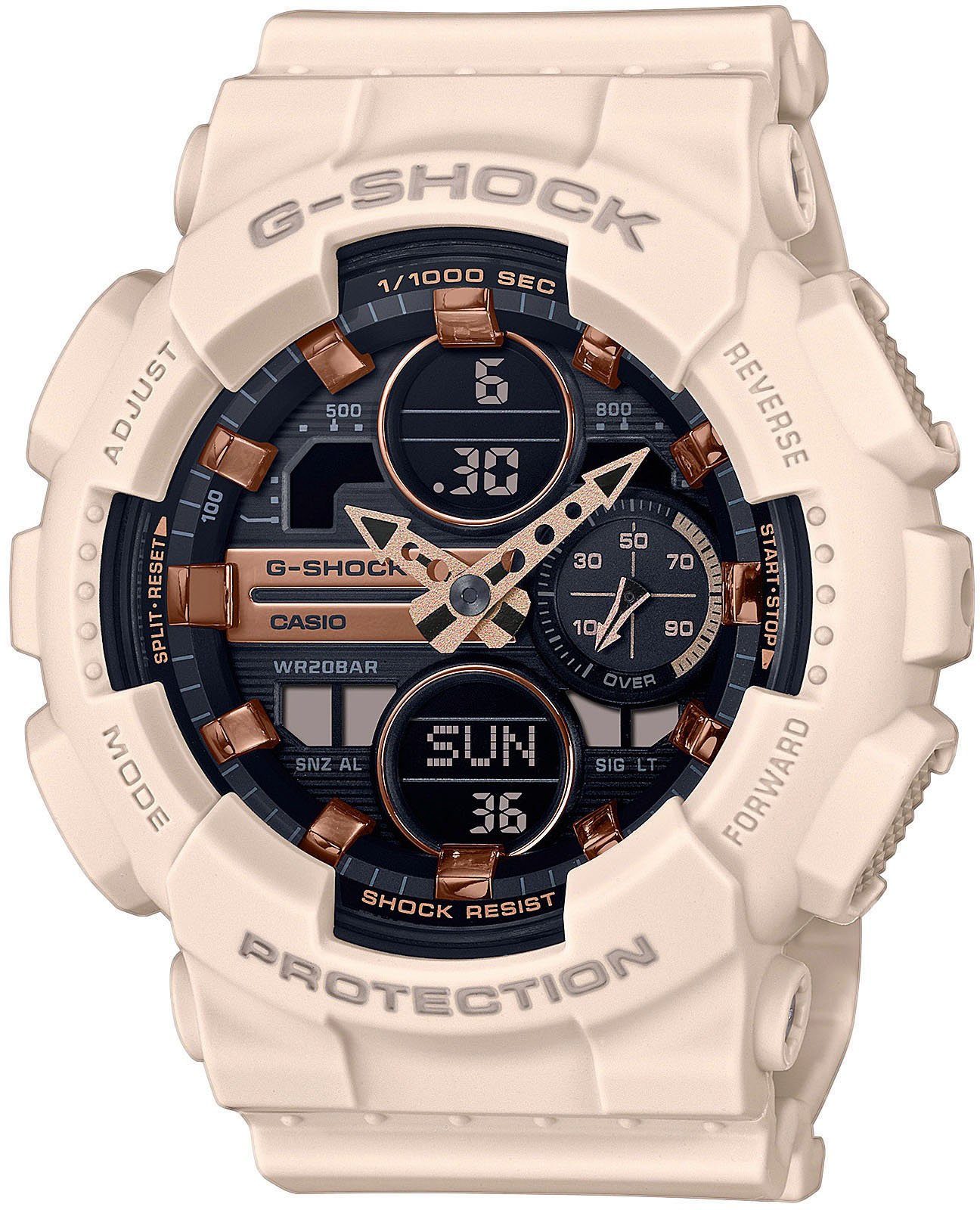 CASIO G-SHOCK Chronograph GMA-S140M-4AER, Quarzuhr, Armbanduhr, Damen, Herren,Digitaluhr, bis 20 bar wasserdicht