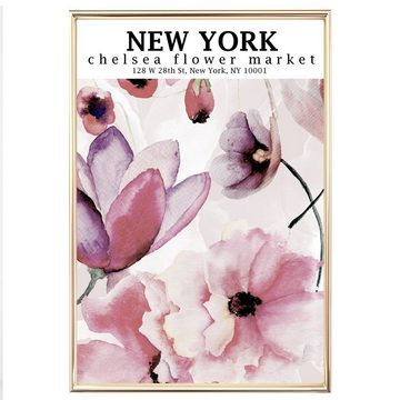 homestyle-accessoires Poster Bilder Set Wandbilder NEW YORK FLOWER MARKET DIN A3/A4/A5, (10 St), Ohne Bilderrahmen