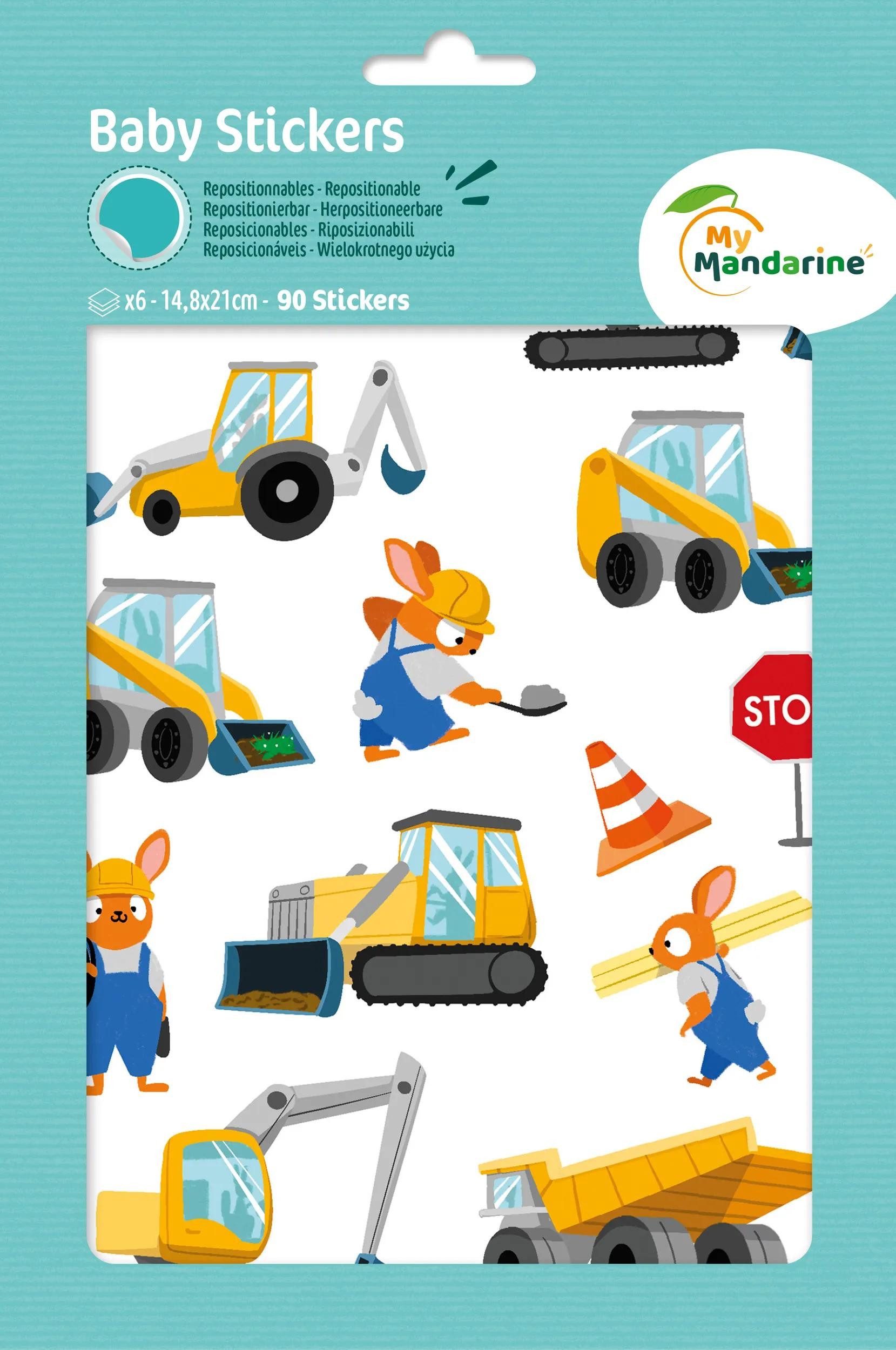 maildor Sticker 10x Baby, 6 Stickerbogen 14,8x21cm, Baustelle - Mehrfarbig AE235C, My Mandarine