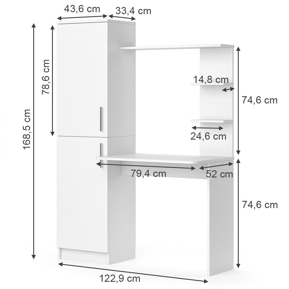 Vicco Schreibtisch Tessa, Weiß, 122.9 x günstig online kaufen