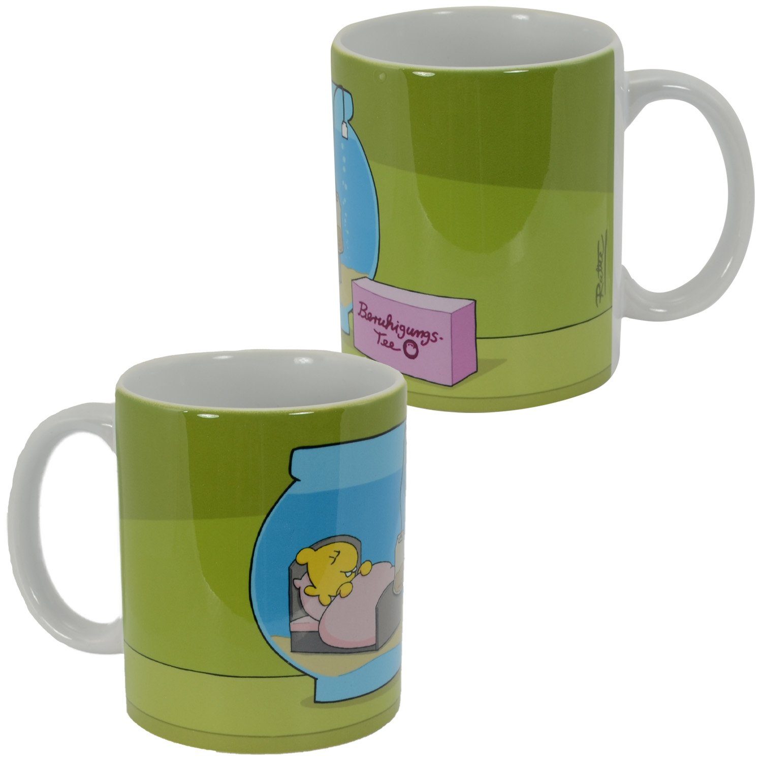 United Labels® Tasse Ralph Ruthe Kaffeetasse Sting - Beruhigungstee aus Keramik Grün 320 ml, Keramik