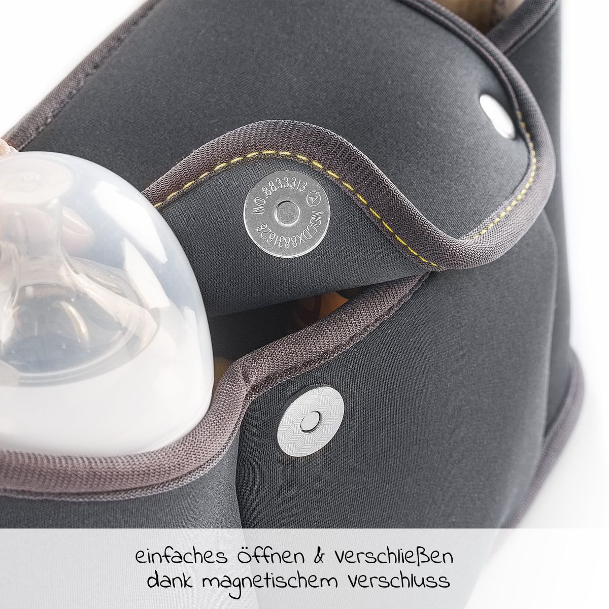 Zamboo Kinderwagen-Tasche Neopren - Dunkelgrau, Buggy Organizer Neopren Kinderwagen Tasche mit Getränkehalter – Bild 5 von 5