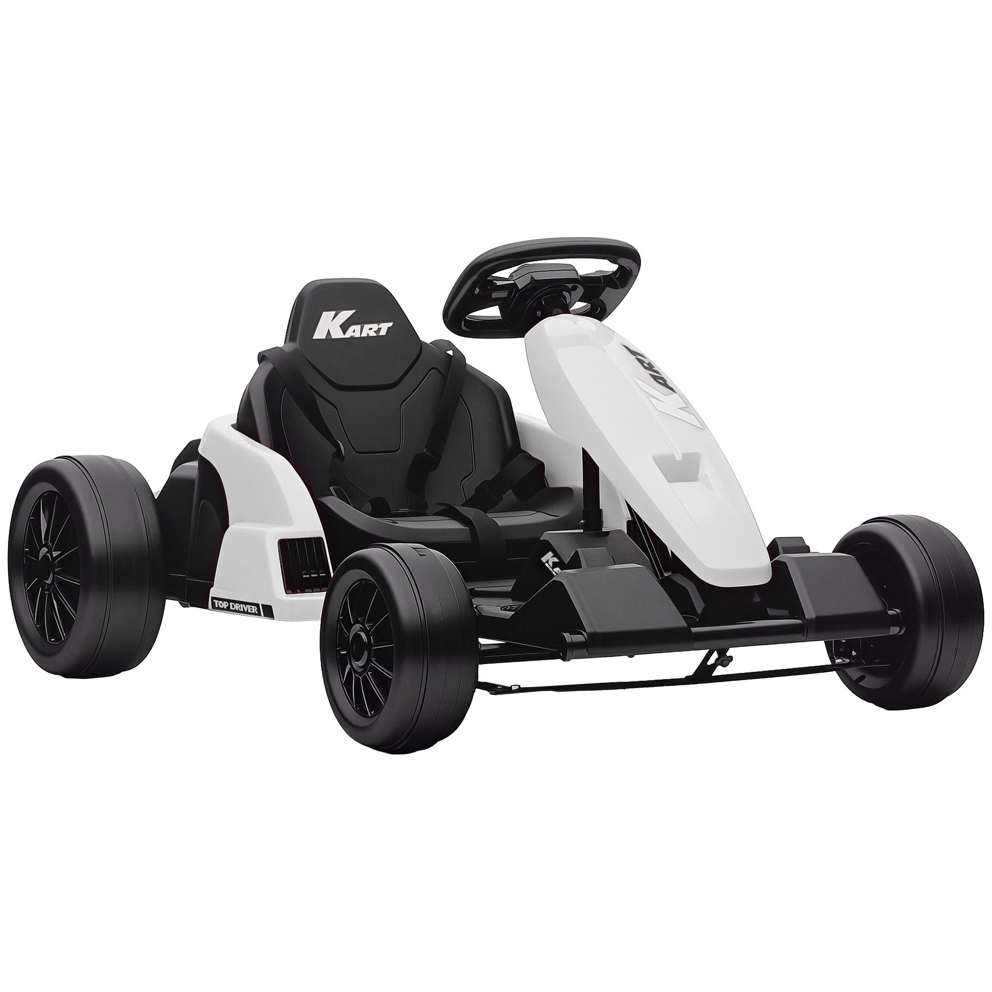 AIYAPLAY Elektro-Kinderauto mit verstellbarer Sitz, Fünfpunkt-Sicherheitsgurt, Sanftanlaufsystem, Belastbarkeit 50 kg, (1-tlg), für 6-12 Jahre Kinder, Weiß