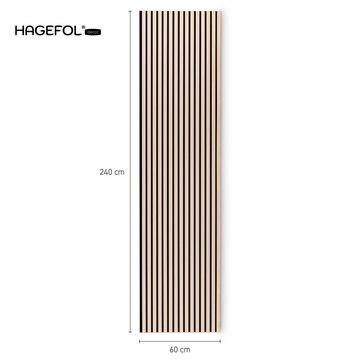 HAGEFOL Wandpaneel Akustikpaneele Holz, 240x60 cm, 3D Lamellenwand, BxL: 60,00x240,00 cm, 1,44 qm, 3D Optik, Akustische Dämmung