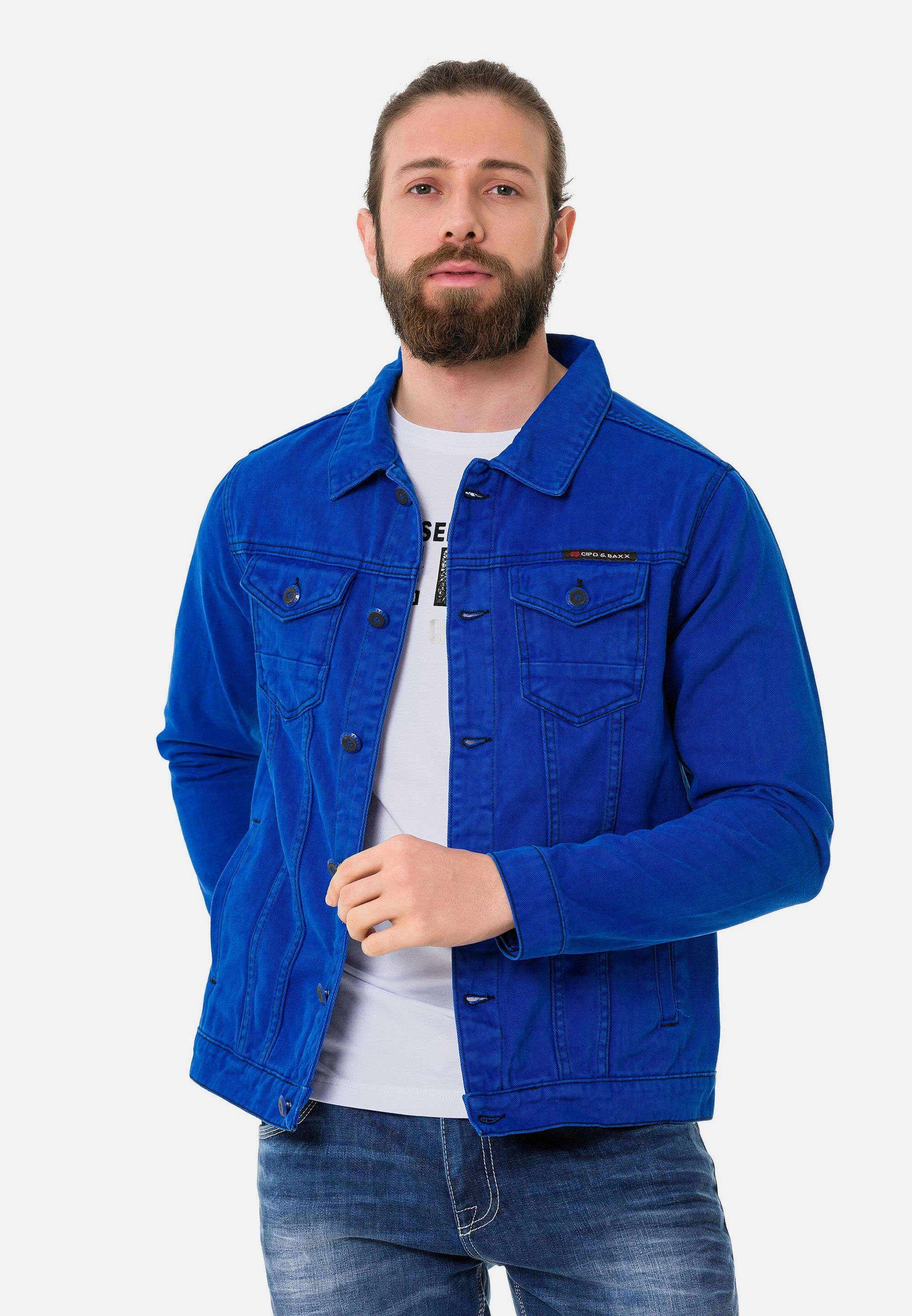 Cipo & Baxx Jeansjacke mit aufgesetzten Brusttaschen blau