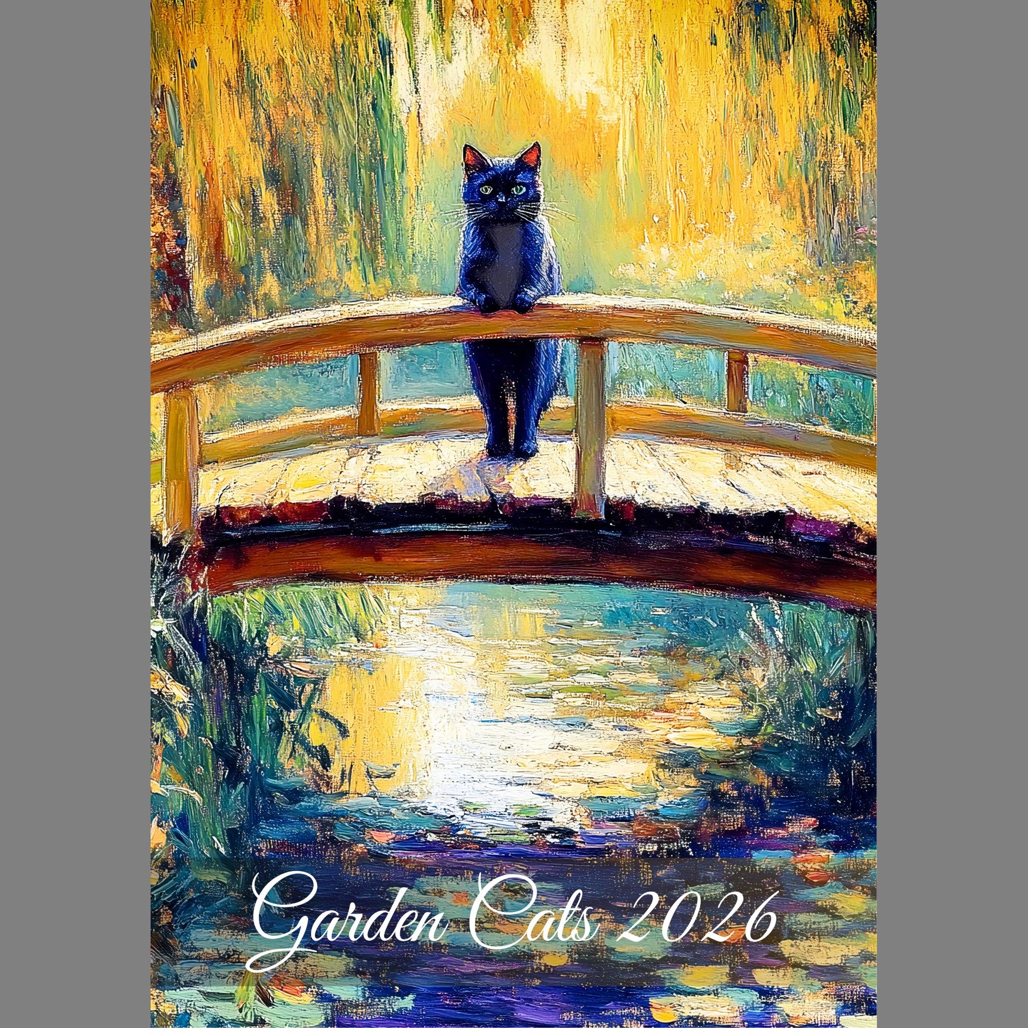 raxxa Wandkalender Impressionism Cats Garden 2026 - hoch