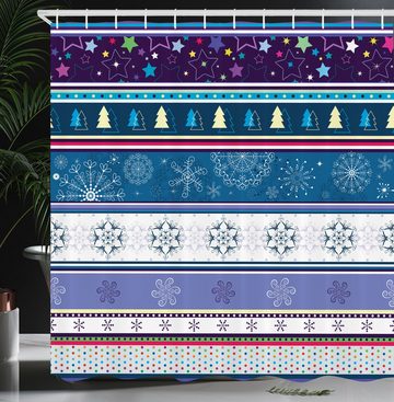Abakuhaus Duschvorhang Moderner Digitaldruck mit 12 Haken auf Stoff Wasser Resistent Breite 175 cm, Höhe 180 cm, Gestreift Dots und snoflakes