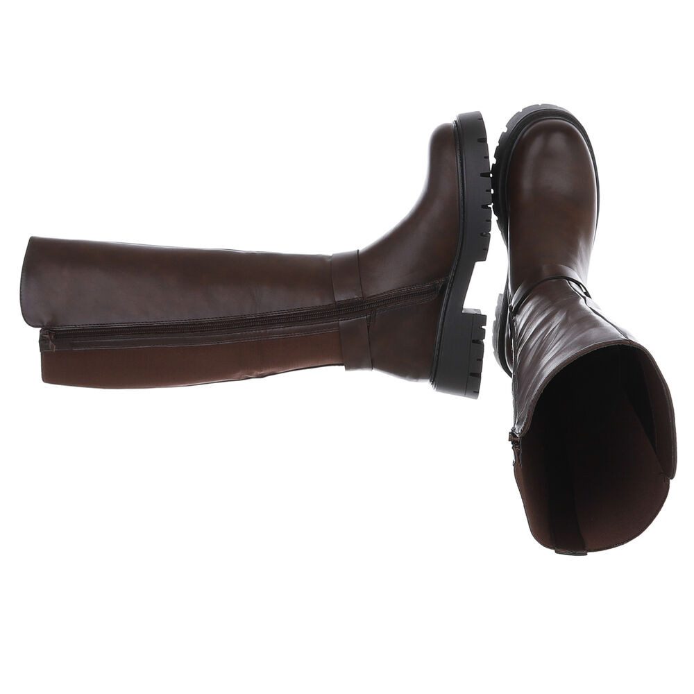 Ital-Design Moderne Damenstiefel mit Schnalle für Herbst & Winter Plateaust günstig online kaufen