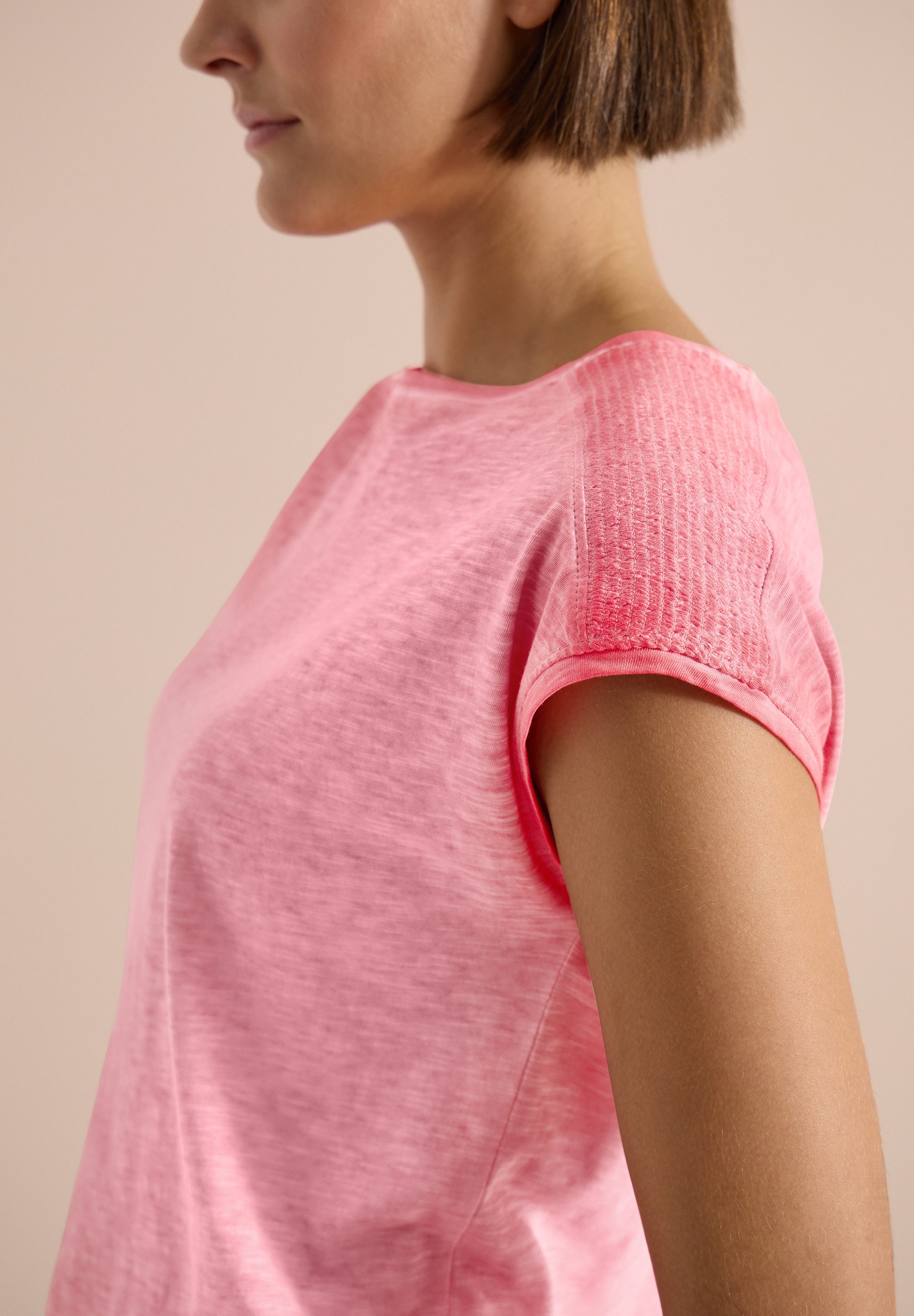 CECIL T-Shirt U-Boot-Ausschnitt, Garment-Dye Optik