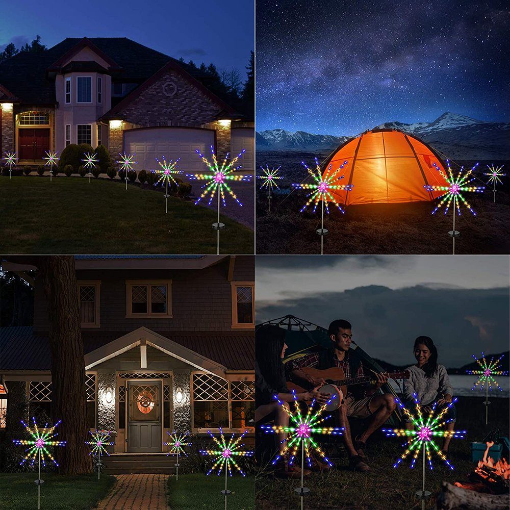 Outdoor mit Meteor Garten Lights, Timer, für Rosnek Feuerwerk Deko, Landschaft Solar, Weg LED-Lichterkette Wasserdicht, IP65 Fernbedienung Mehrfarbig