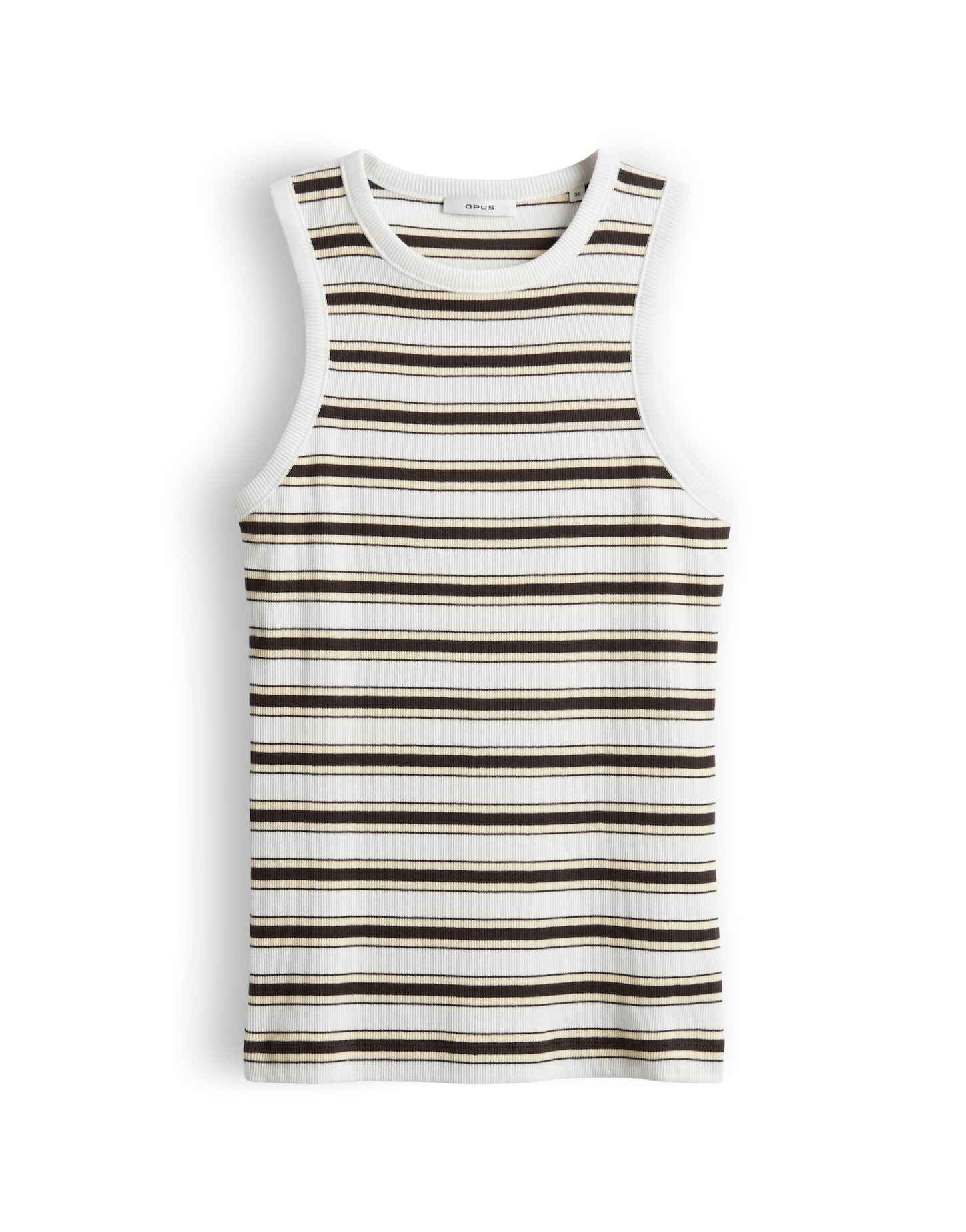 OPUS Kurzarmshirt Ireso resort aus weichem Jersey mit Rippstruktur Ärmellos geschnitten für sommerliche Looks