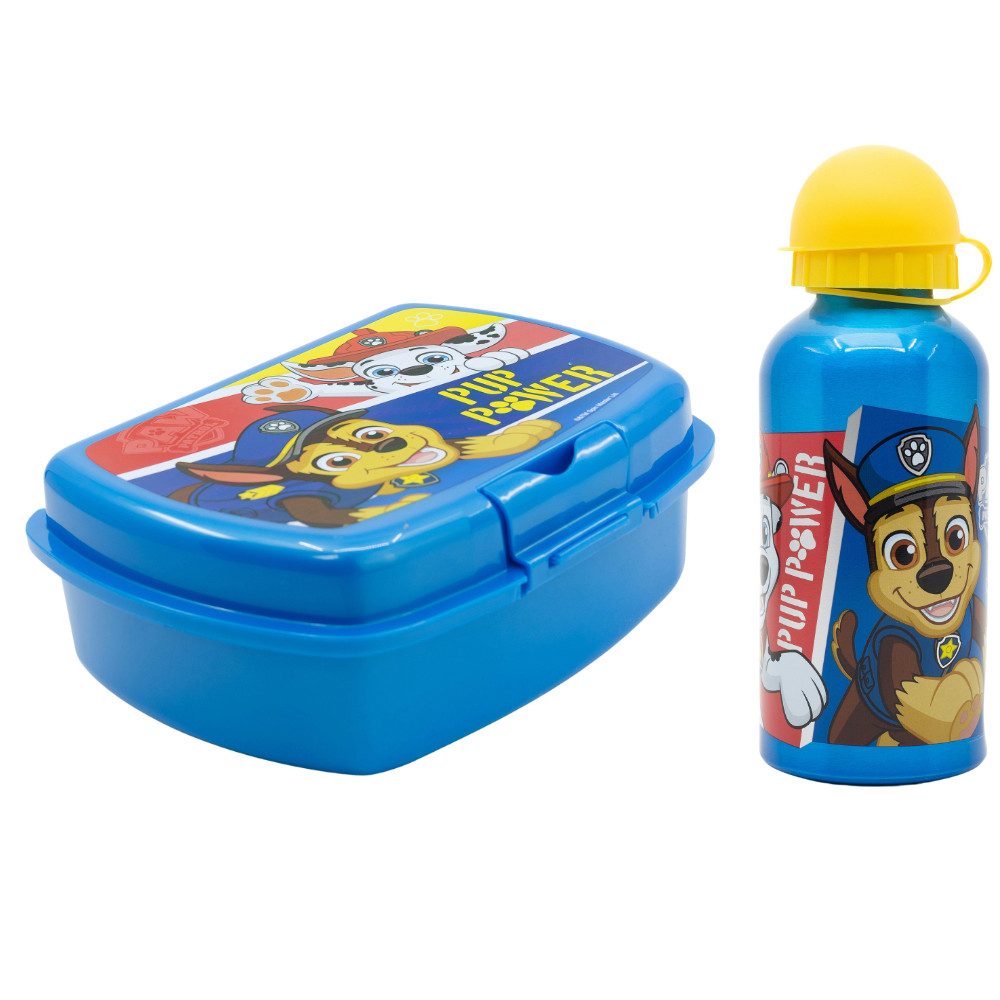 PAW PATROL Lunchbox Paw Patrol Chase Marshall Rubble 2 tlg Kinder Set, Kunststoff Aluminium, (2-tlg), Brotdose Aluminium Trinkflasche 400 ml