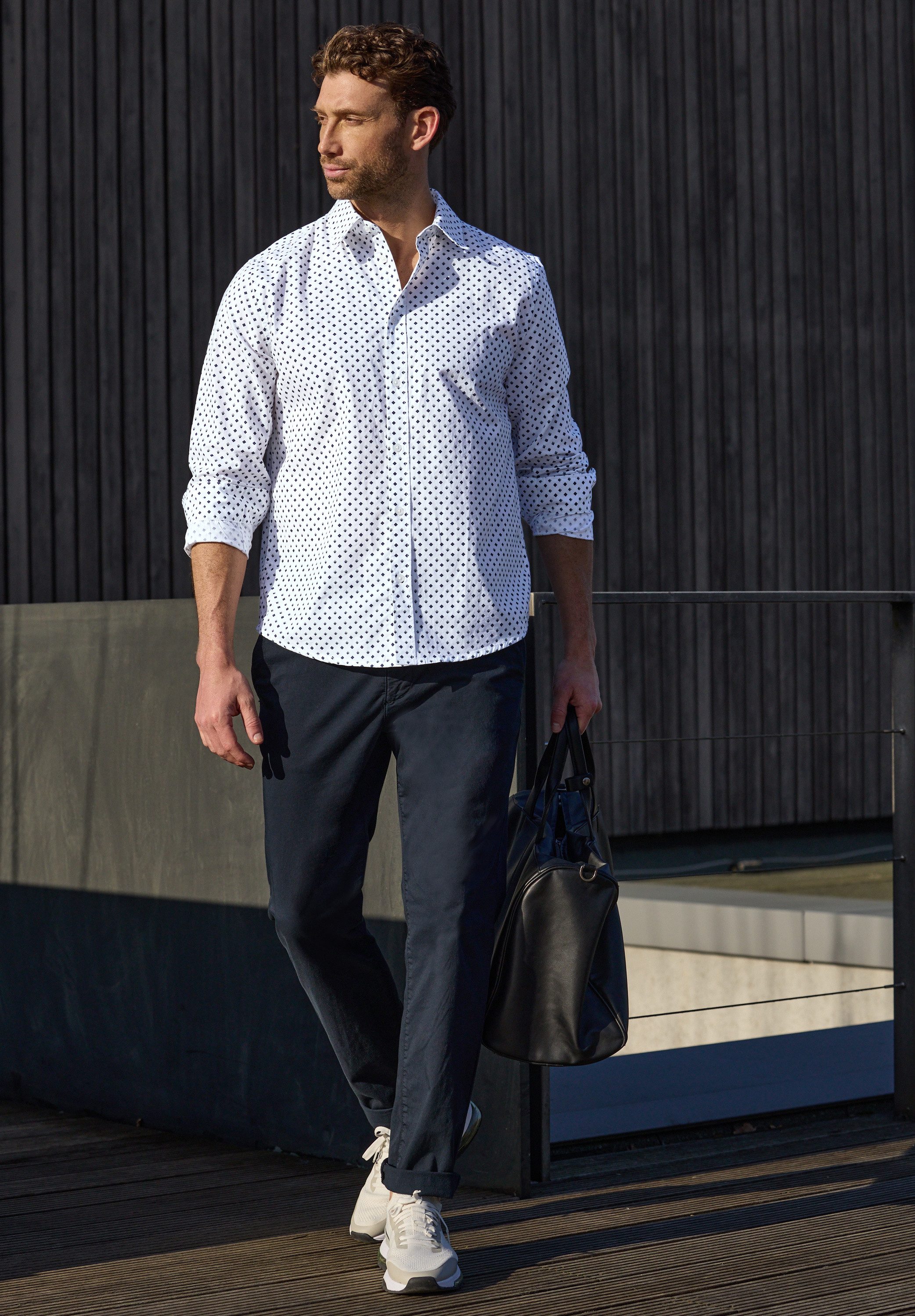 STREET ONE MEN Langarmhemd aus reiner Baumwolle