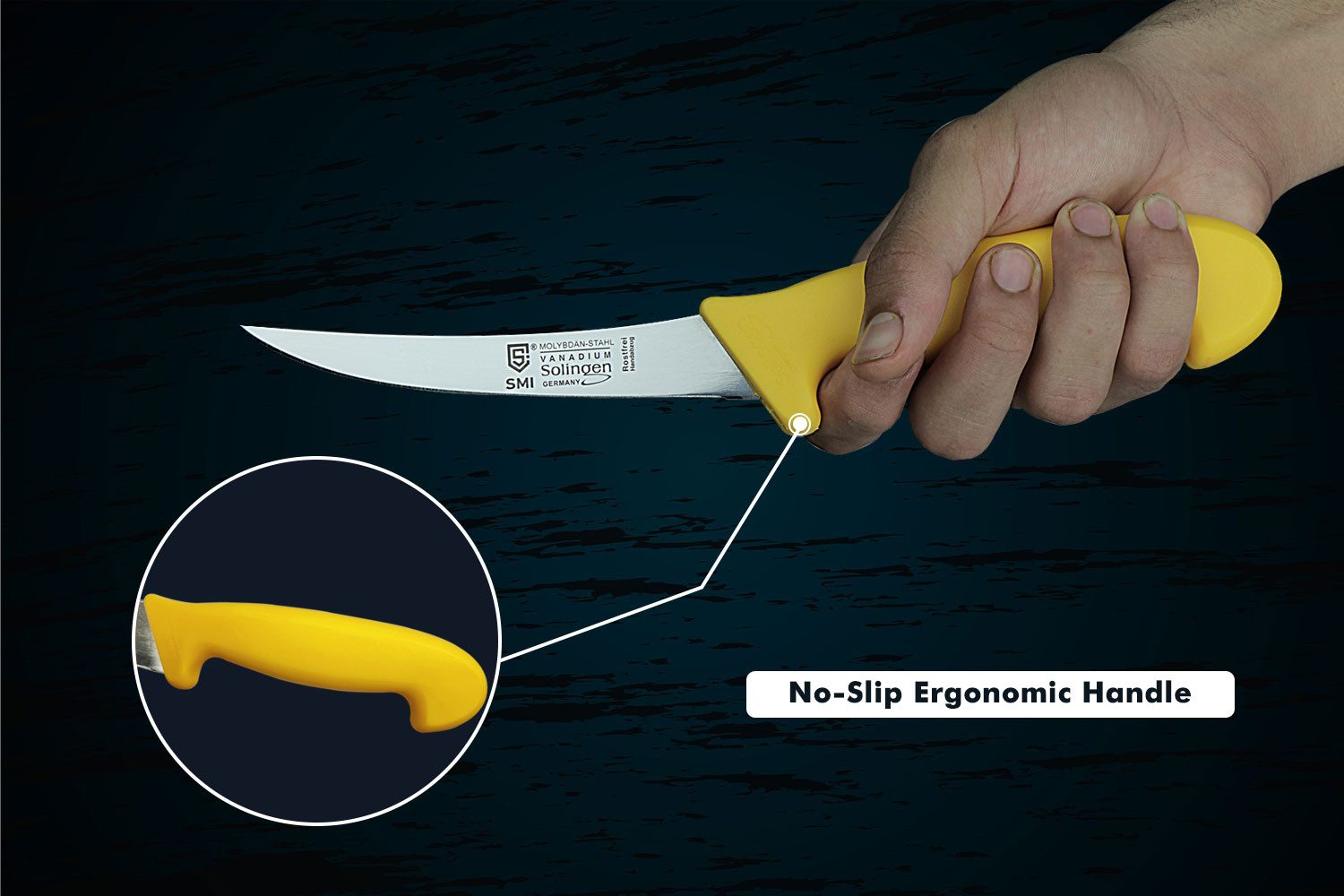 SMI Ausbeinmesser Solingen 5 Zoll Ausbeinmesser gebogen Metzgermesser Fleischmesser – Bild 4 von 5