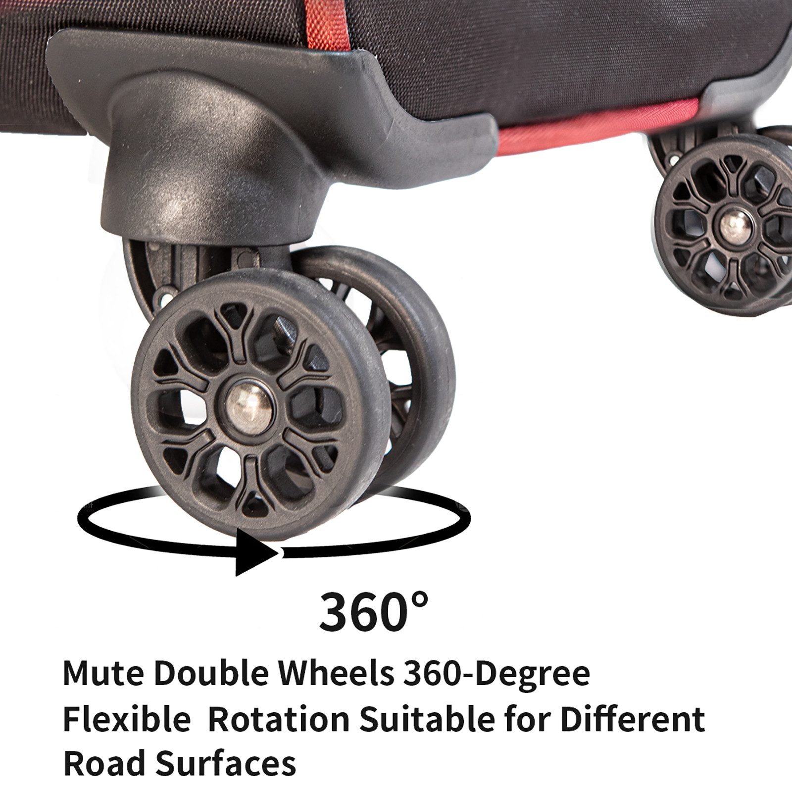 NEWCOM Weichgepäck-Trolley Design Stoffkoffer / Reisekoffer / Weichschalenkoffer, 4 Rollen, 20 Zoll, Rot, Super Leicht, Haltbar Weichgepäck