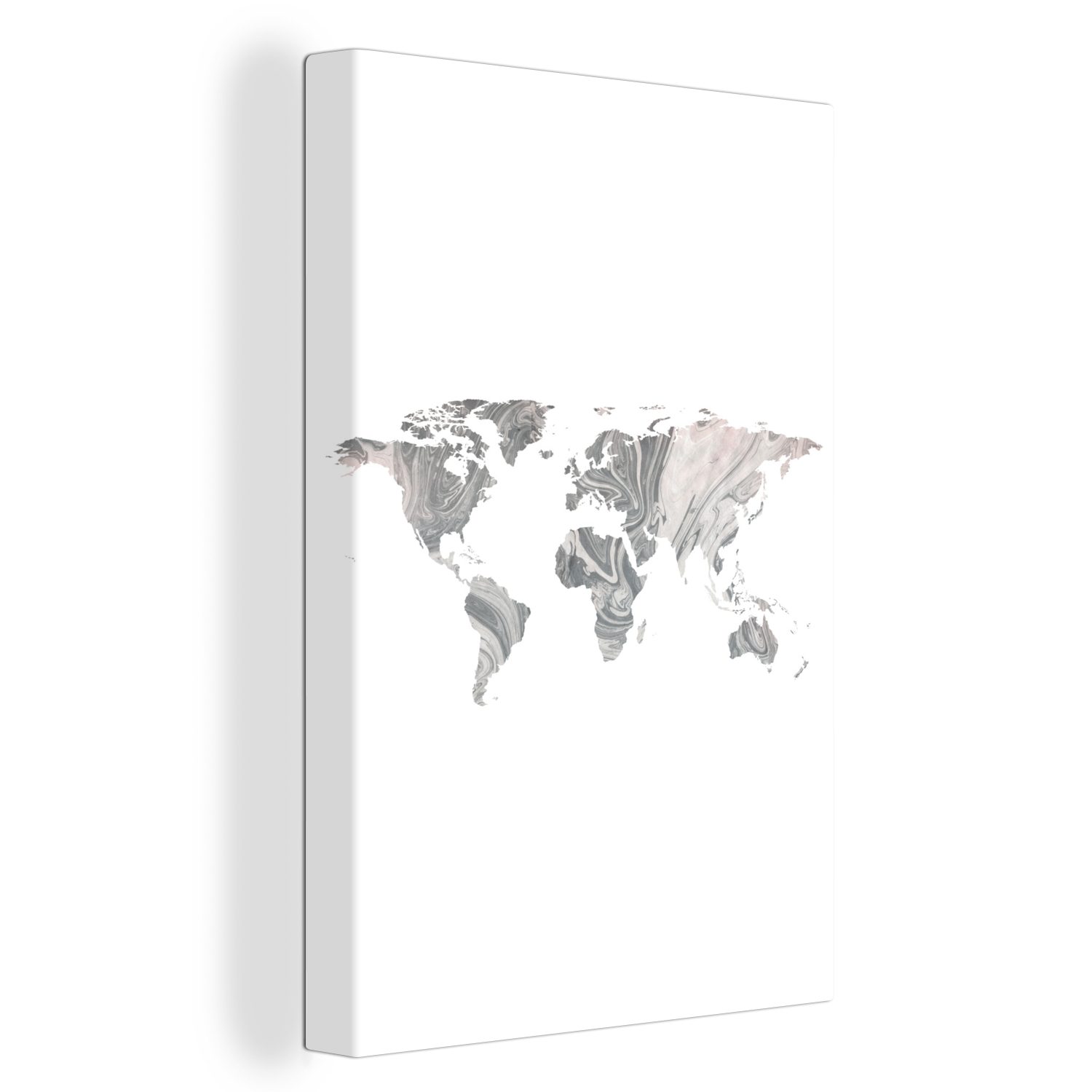 OneMillionCanvasses® Leinwandbild Karte - Welt - Farbe - Marmor, (1 St), Leinwandbild fertig bespannt inkl. Zackenaufhänger, Gemälde, 20x30 cm