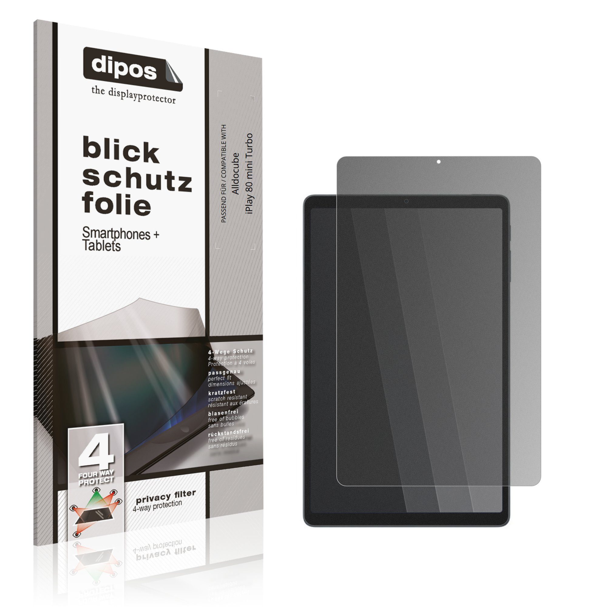 dipos Displayschutzfolie Schutzfolie für Alldocube iPlay 80 mini Turbo, 1 Stück, Displayschutz Schutz Folie Made in Germany