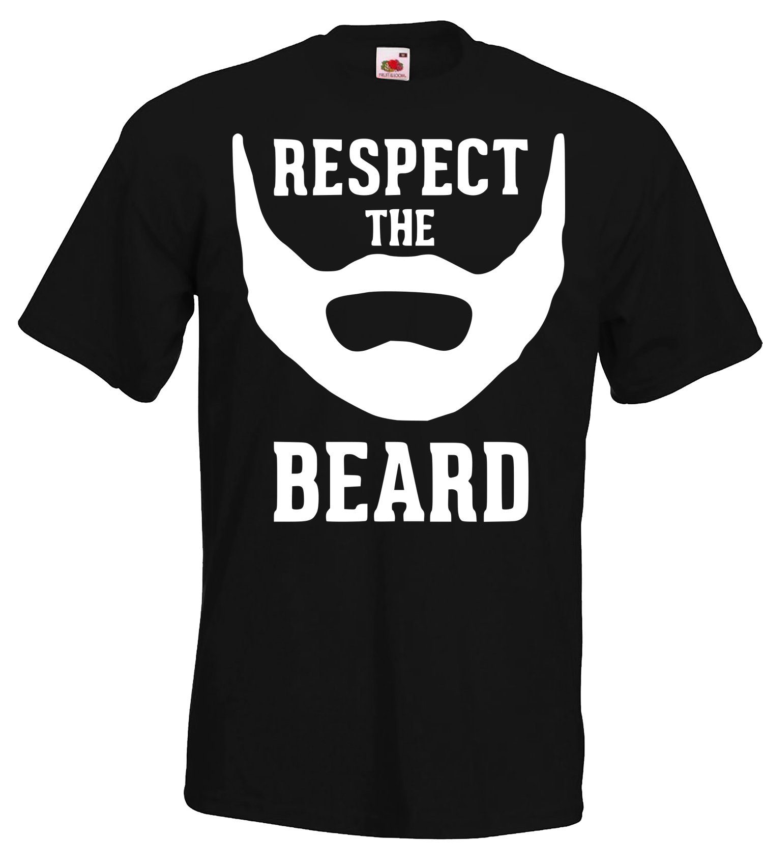 Youth Designz T-Shirt RESPECT THE BEARD Herren T-Shirt mit lustigem Spruch Schwarz