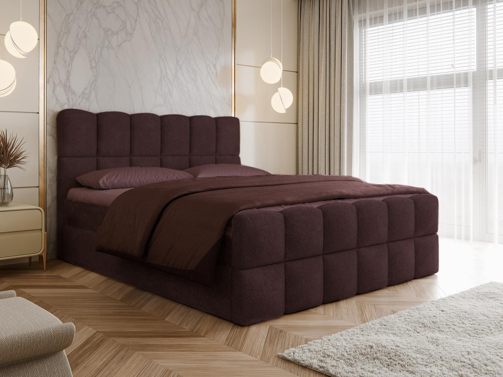 Compleo Boxspringbett Wolkenbett mit zwei Bettkästen, Bezug: Bouclé, Designer Bett