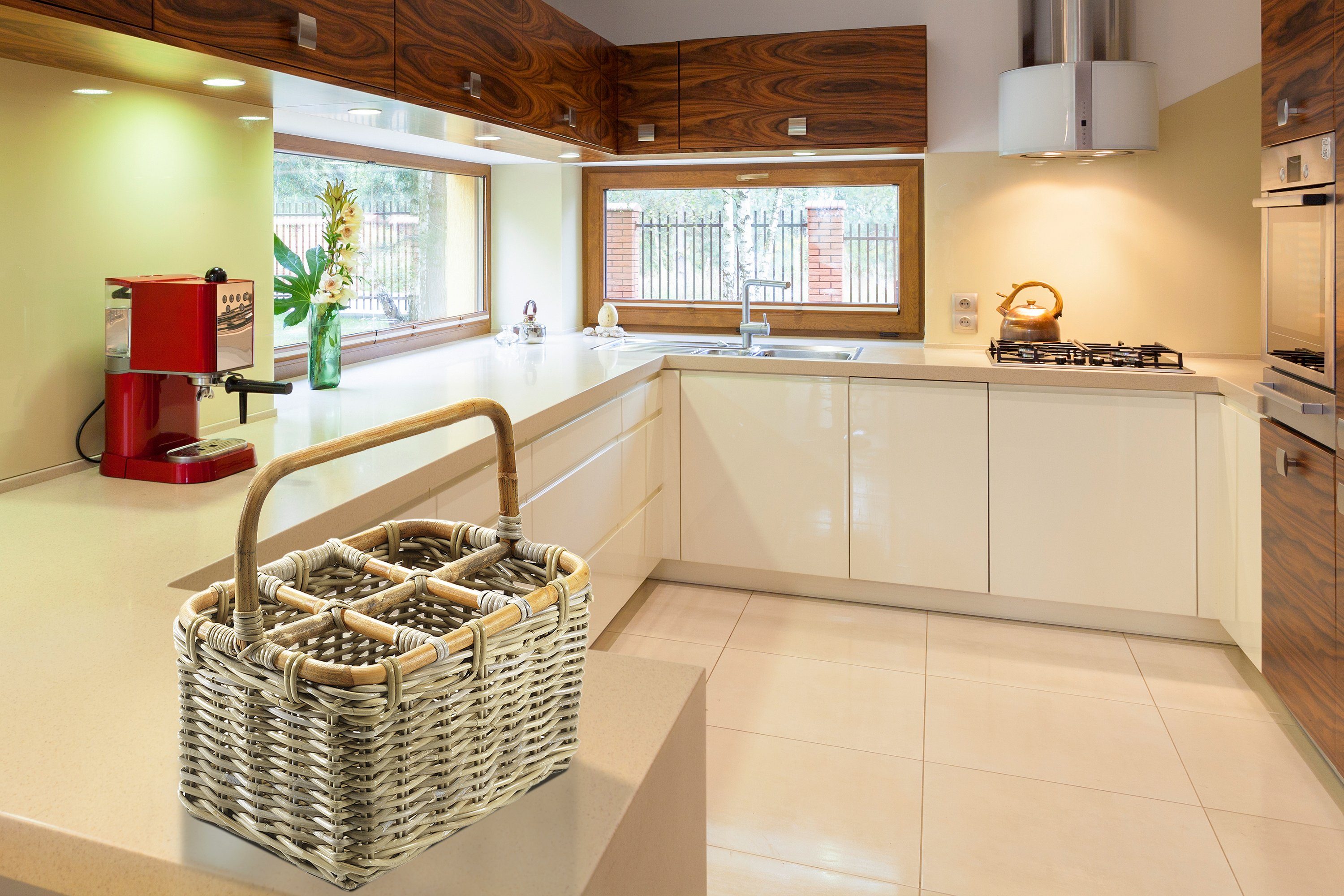 Kobolo Flaschenkorb Flaschenträger für 6 Flaschen aus Rattan Kubu günstig online kaufen