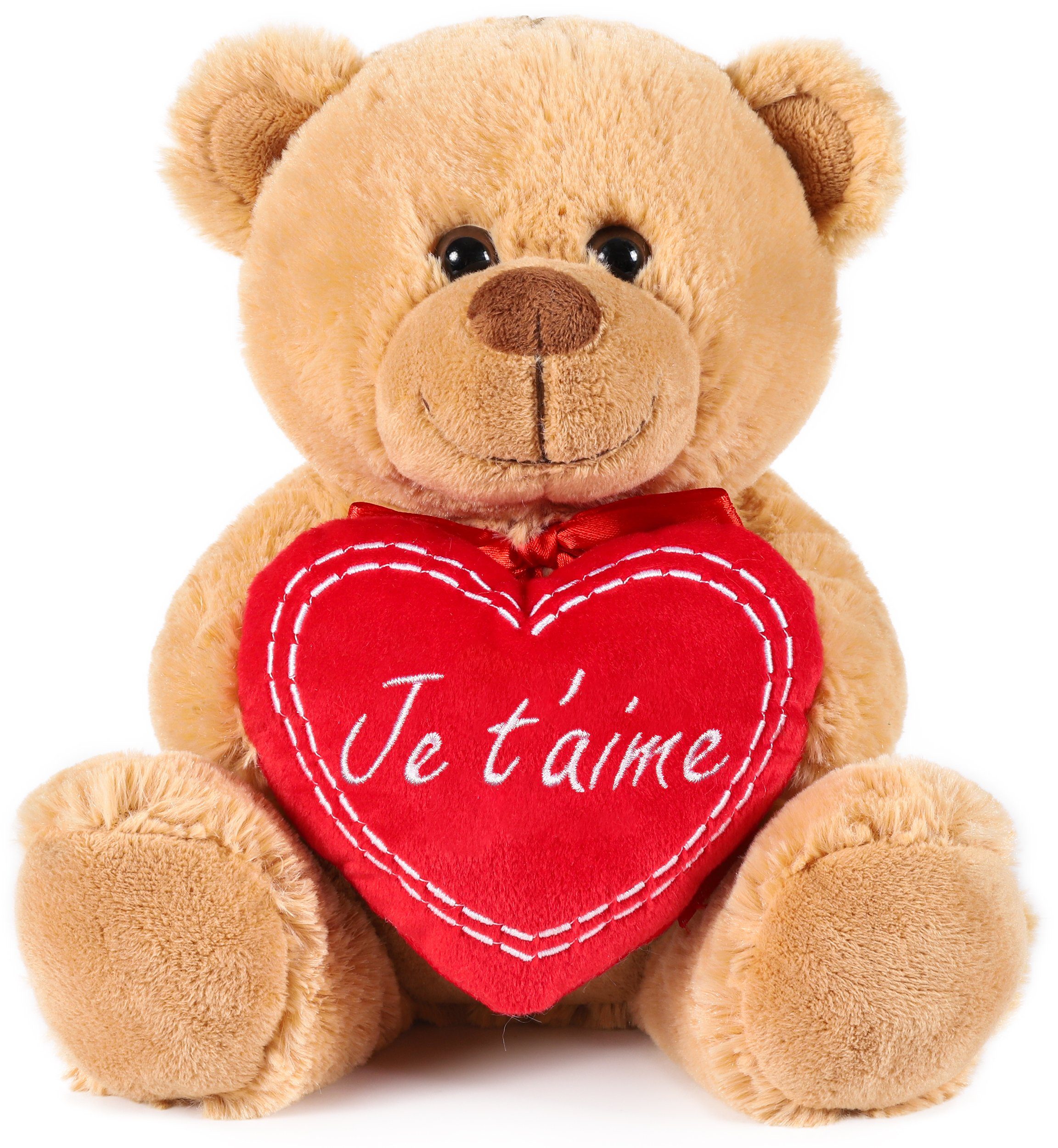 Kuscheltier Teddy Plüschbär mit Je t'aime Herz