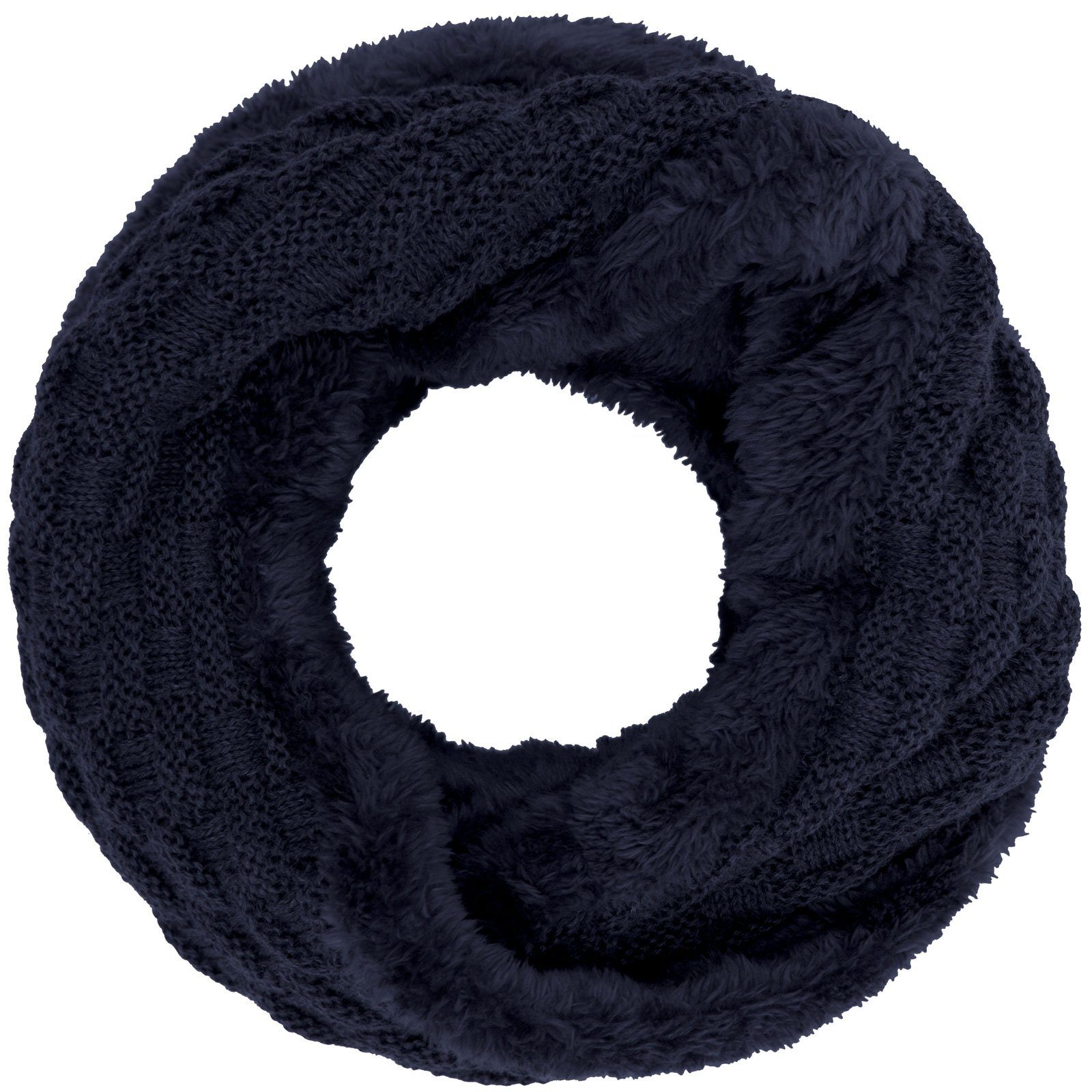 compagno Loop, (1-St), Winterschal Damen Loop gefüttert Winter Schal Loopschal Strickschal marineblau