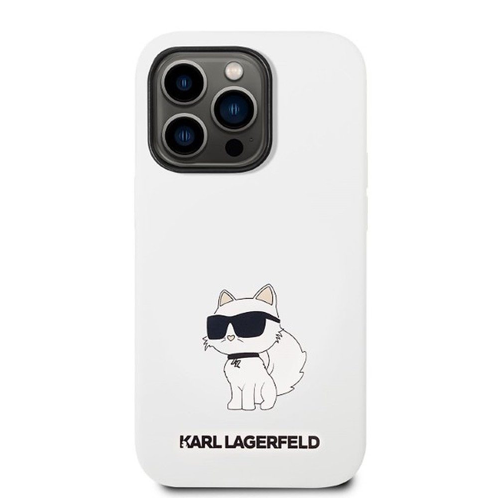KARL LAGERFELD Handyhülle Schutzhülle Silikonschale Hartschale 6,1 Zoll, Silikon, Mikrofaserfutter, Choupette-Motiv