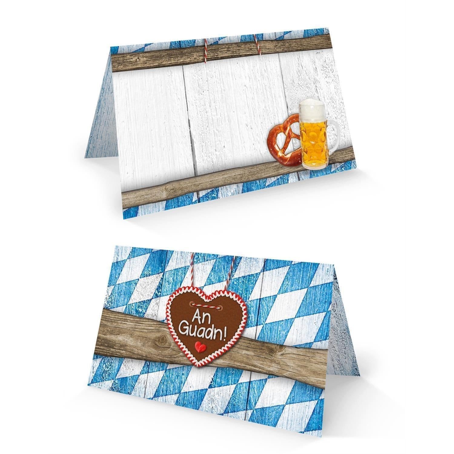 Logbuch-Verlag Klappkarte Bayerische Tischkarten in blau-weißer Holz-Optik mit Bayernraute